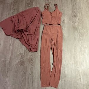 Lululemon 3 piece set leggings tank bra and Carnigan sweater